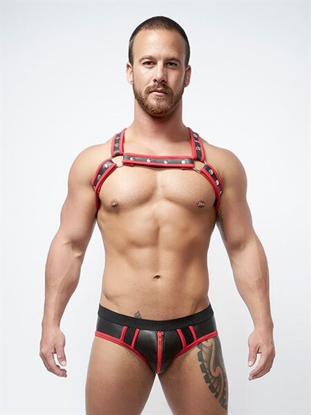 Mister B Neoprene Jock Brief Black Red in Gr&ouml;&szlig;e M