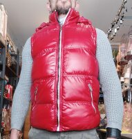 Wattierte Kapuzenweste Rot gl&auml;nzend in...