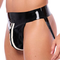 Xrub Latex-Jockstrap mit Zip Schwarz-Wei&szlig; in...