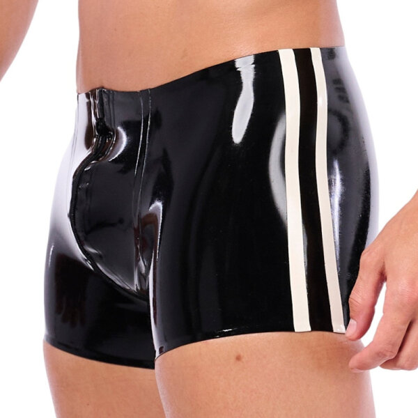 Xrub Latex Shorts mit Rei&szlig;verschluss vorne/hinten Schwarz-Wei&szlig; in Gr&ouml;&szlig;e S