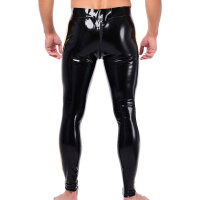 Xrub Latexhose mit Rei&szlig;verschluss vorne/hinten Schwarz-Gelb in Gr&ouml;&szlig;e XL