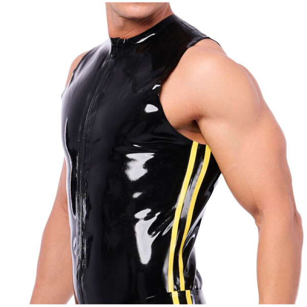 Xrub Latex-Top mit Rei&szlig;verschluss Schwarz-Gelb in Gr&ouml;&szlig;e M