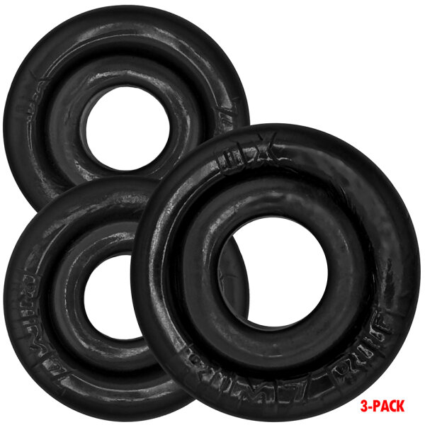 OXBALLS [SIL/TPR] RIMRINGZ Multi Size 3-Pack Cockrings Black