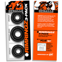 OXBALLS [SIL/TPR] RIMRINGZ Multi Size 3-Pack Cockrings Black