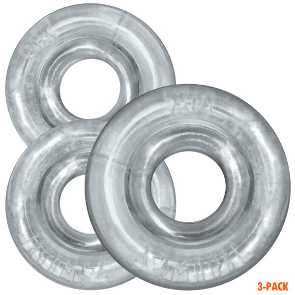 OXBALLS [SIL/TPR] RIMRINGZ Multi Size 3-Pack Cockrings Clear