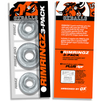 OXBALLS [SIL/TPR] RIMRINGZ Multi Size 3-Pack Cockrings Clear