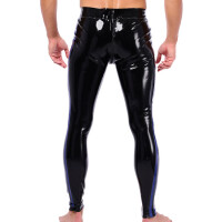 Xrub Latexhose mit Rei&szlig;verschluss vorne/hinten Schwarz-Blau in Gr&ouml;&szlig;e S
