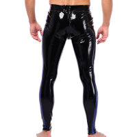 Xrub Latexhose mit Rei&szlig;verschluss vorne/hinten Schwarz-Blau in Gr&ouml;&szlig;e M