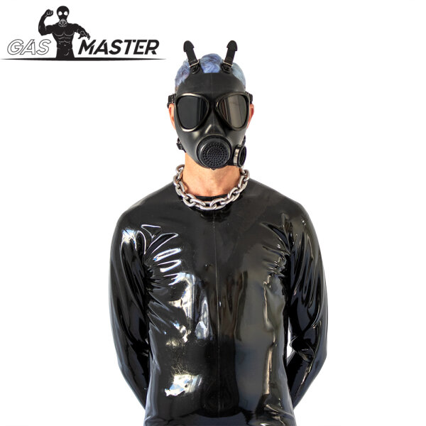 GASMASTER Armee-Gasmaske mit schwarzen Linsen