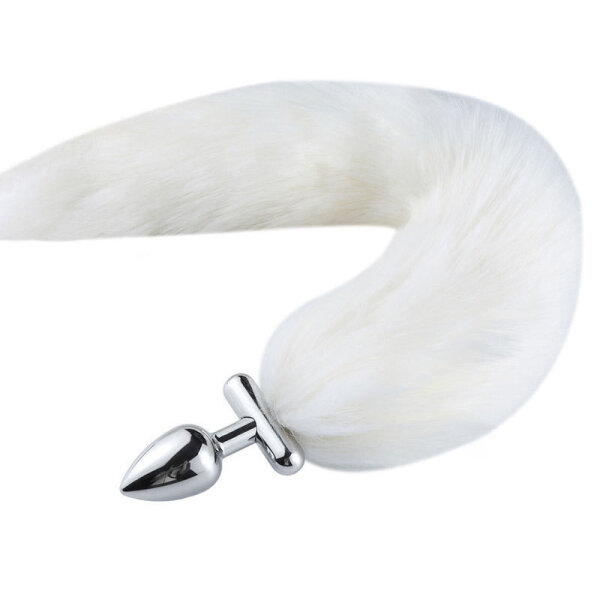 Kinky Puppy Umwandelbarer Foxy Roxy Fuchsschwanz Plug / &Oslash; 2,7 x 5,5 cm 39 cm Wei&szlig;