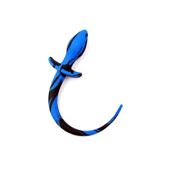 Kinky Puppy Dog Tail Plug / &Oslash; 3,1 cm x 7,5 cm Schwarz-Blau