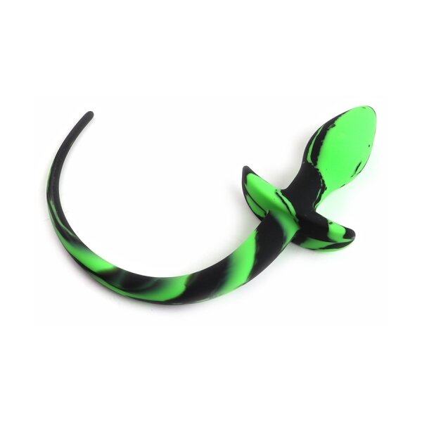 Kinky Puppy Dog Tail Plug / &Oslash; 3,1 cm x 7,5 cm Schwarz-Gr&uuml;n