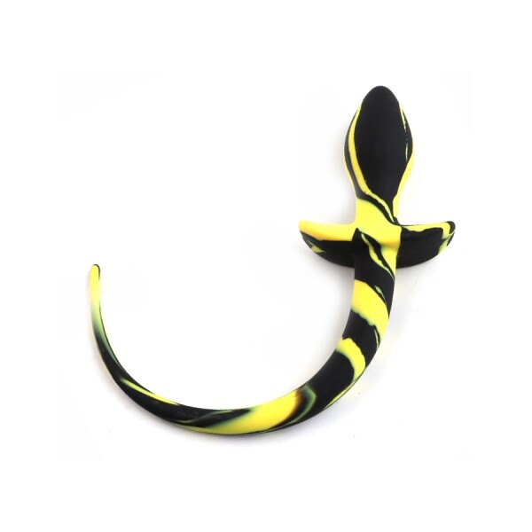 Kinky Puppy Dog Tail Plug / &Oslash; 3,1 cm x 7,5 cm Schwarz-Gelb