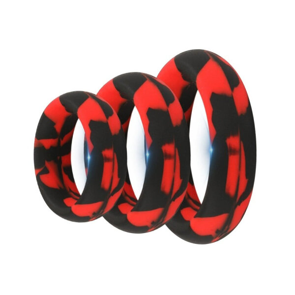 CockzRing 3er-Pack Silimix Cockringe / Rot-Schwarz