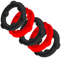 OXBALLS [SIL] GEARHEADS 5-Pack SPINNER Rings Red / Black