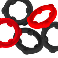 OXBALLS [SIL] GEARHEADS 5-Pack SPINNER Rings Red / Black