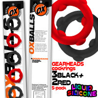 OXBALLS [SIL] GEARHEADS 5-Pack SPINNER Rings Red / Black