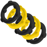 OXBALLS [SIL] GEARHEADS 5-Pack SPINNER Rings Yellow / Black