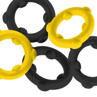 OXBALLS [SIL] GEARHEADS 5-Pack SPINNER Rings Yellow / Black