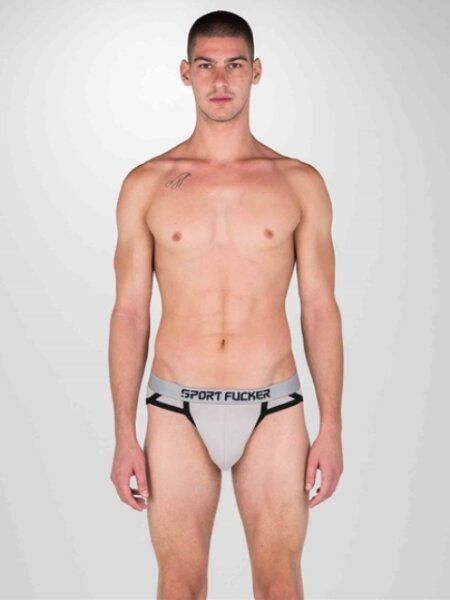 SPORT FUCKER Shortstop Brief - Grau / Schwarz in Größe L