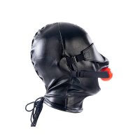 KINKGEAR SM-Kopfhaube mit Knebel und Subfull-Maske Schwarz Gr&ouml;&szlig;e S/M