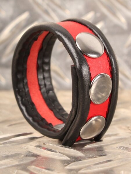 THR RED Leder Cockring - Schwarz/Rot