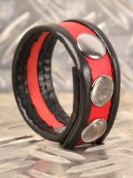 THR RED Leder Cockring - Schwarz/Rot