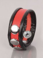 THR RED Leder Cockring - Schwarz/Rot