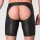 665 Leather Neoprene Open Ass Long Shorts Black in Gr&ouml;&szlig;e L