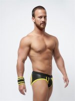 Mister B Neoprene Jock Brief Black Yellow in...
