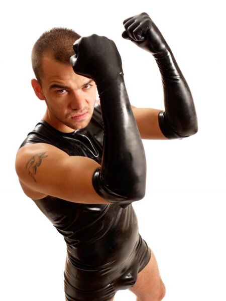 Rubber-Hanschuhe mittellang in Gr&ouml;&szlig;e XL