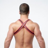 Mister B Neoprene X Back Harness Black Red in...
