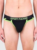 SPORT FUCKER Shortstop Brief - Schwarz / Neongrün in Größe L