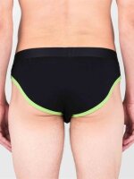 SPORT FUCKER Shortstop Brief - Schwarz / Neongrün in Größe L