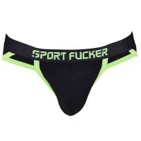 SPORT FUCKER Shortstop Brief - Schwarz / Neongrün in Größe L