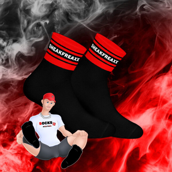 SNEAKFREAXX Niedrige Socken Black Red Short Schwarz-Rot One Size