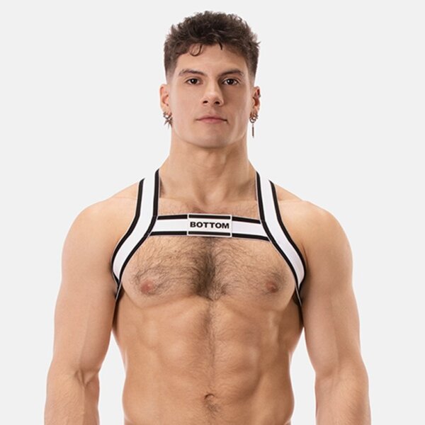 barcode Elastisches Bottom-Gurtband Harness Schwarz-Weiß Größe M