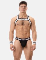 barcode Elastisches Bottom-Gurtband Harness Schwarz-Weiß Größe M