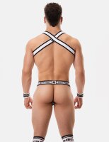 barcode Elastisches Bottom-Gurtband Harness Schwarz-Weiß Größe M