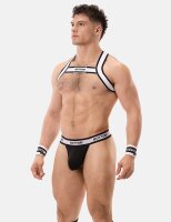barcode Elastisches Bottom-Gurtband Harness Schwarz-Weiß Größe M