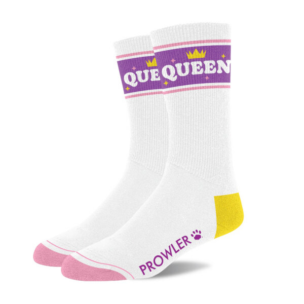 Queen Wei&szlig;-Lila-Gelbe Socken