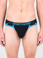 SPORT FUCKER Shortstop Brief - Schwarz / Blau in Größe XL