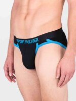 SPORT FUCKER Shortstop Brief - Schwarz / Blau in Größe XL