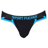 SPORT FUCKER Shortstop Brief - Schwarz / Blau in Größe XL