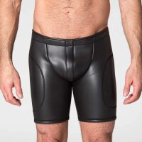 665 Leather Neoprene Open Ass Long Shorts Black in...