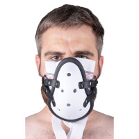 SneakXX Maske mit Lederriemen "Sniff my ...." Wei&szlig;