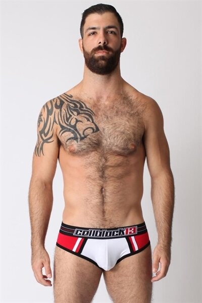 CELLBLOCK13 Dugout Jock Brief - Schwarz/Weiß/Rot Größe XL